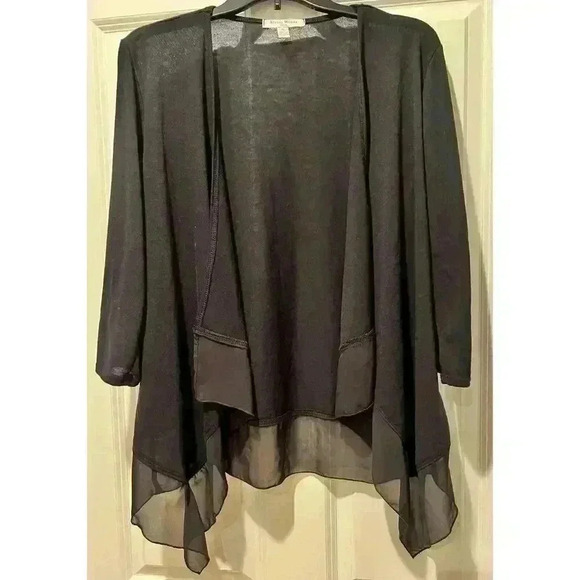 Studio Works Open Front Knit Chiffon Large Petite Office Casual - Picture 1 of 7